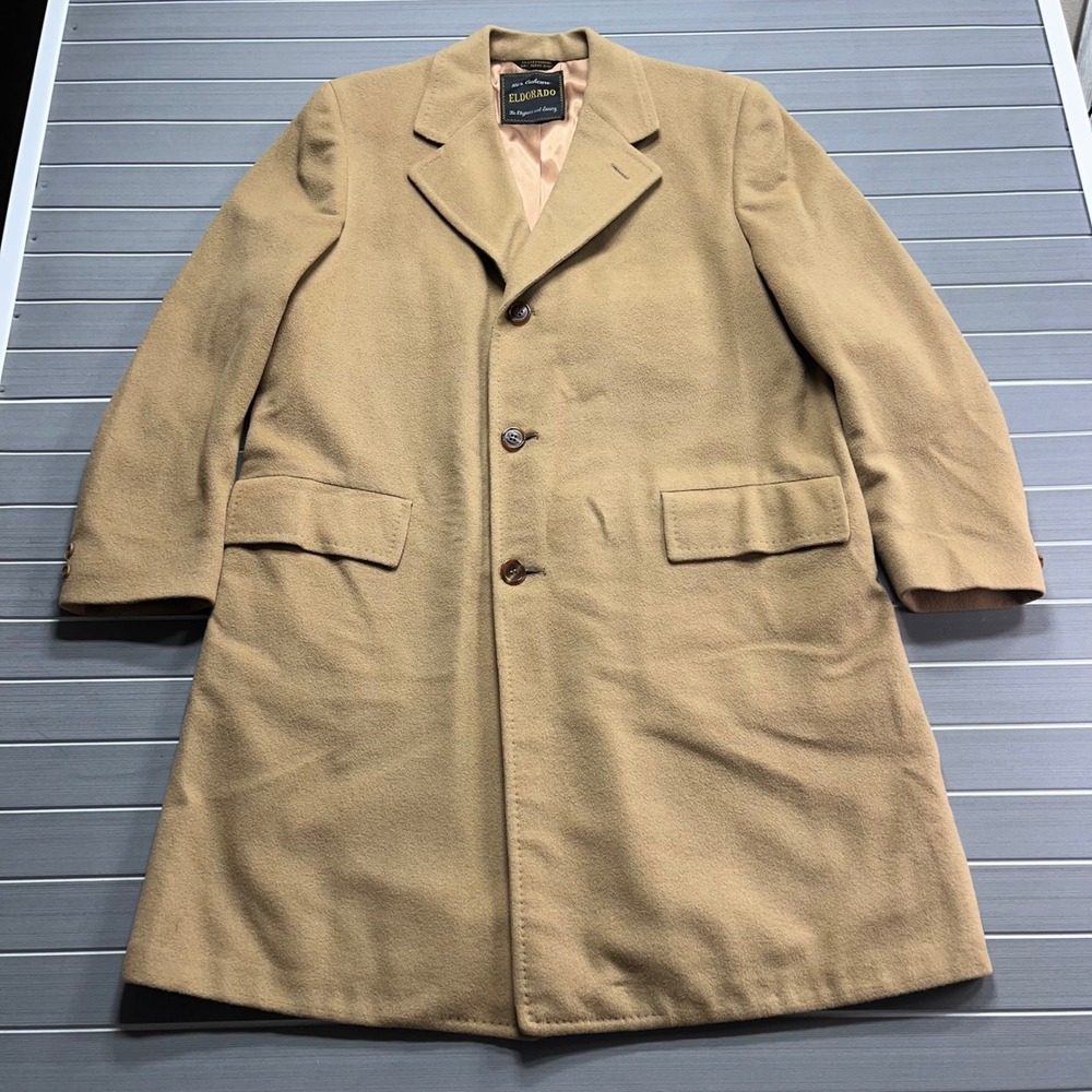 Vintage 100% Cashmere‎ ELDORADO Overcoat Camel Tan Luxury Elegance Mens